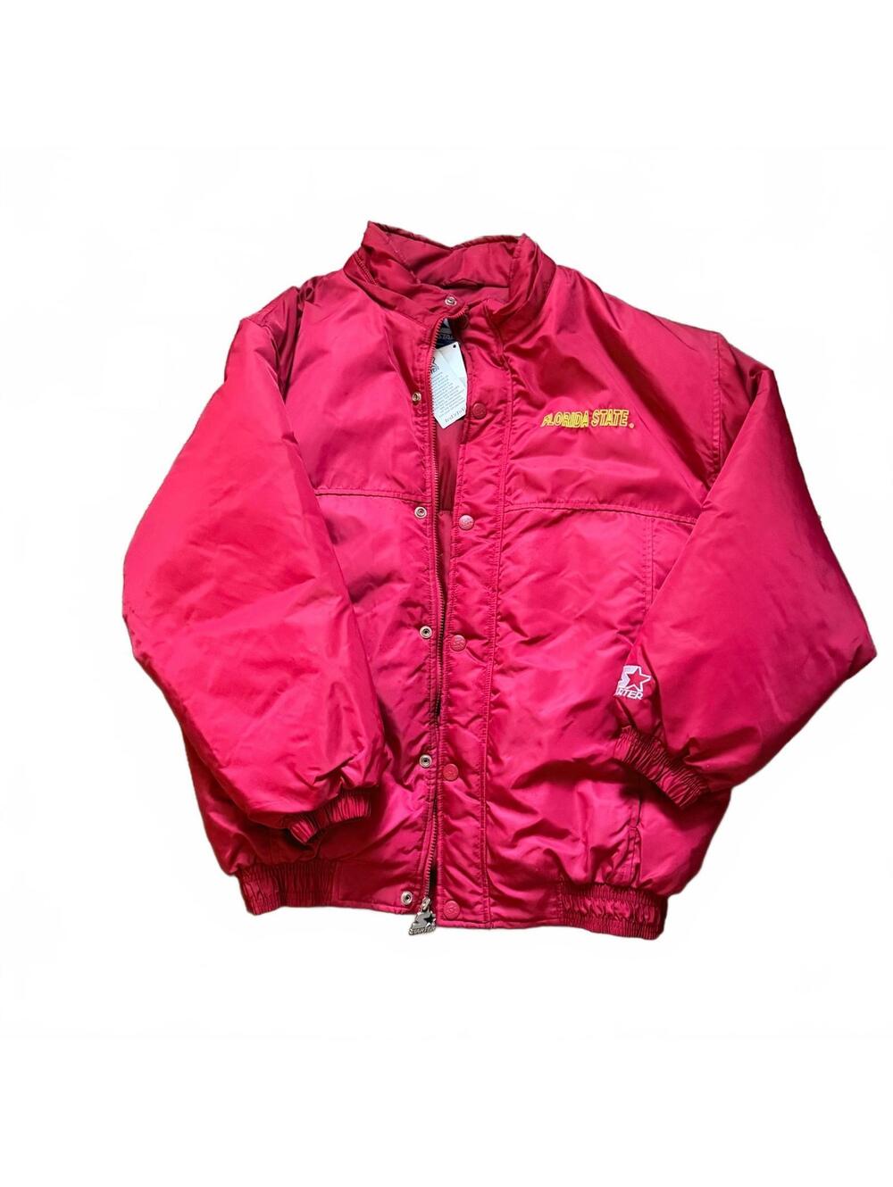 Vintage Starter Florida State Seminoles Red Satin Bomber Jacket Size L